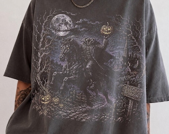 Sleepy Hollow Retro Graphic T-Shirt, Nostalgic Halloween Tee, Vintage-Style Headless Horseman Shirt, Spooky Fall Shirt, Halloween Gift Shirt