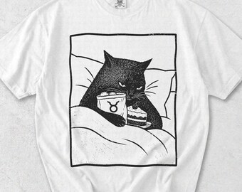 Taurus Cat Zodiac Shirt, Taurus Cat Tee, Zodiac Cat T-Shirt, Taurus Horoscope Shirt, Astrology Cat Gift, Taurus Birthday Tee