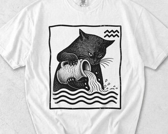Aquarius Cat Zodiac Shirt, Astrology Tee, Horoscope Gift, Aquarius Tee, Cat Zodiac Shirt, Zodiac Sign Tee, Astrology Cat T-Shirt Gift