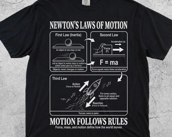 Newton's Laws Of Motion T-Shirt, Physics Teacher Tee, Engineer Gift Shirt, STEM Top, Geek Science Tee, Science Gift, Physics Nerd T-Shirt