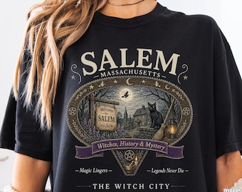 Witchy Salem T-Shirt, Girls Trip Salem Shirt, Retro National Park Design Tee, Mystic Vintage Halloween Tee, Tarot Reader Gift, Psychic Tee