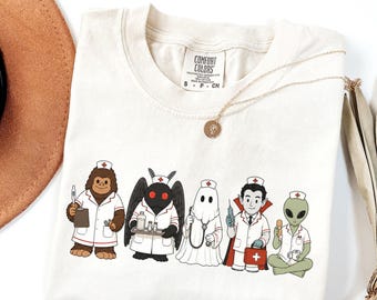 Cute Nurse Halloween T-Shirt, ICU RN, MD Shirt, Spooky Medical Tee, Med Student Top, Comfy Healthcare Worker Gift, Emergency Department Tee