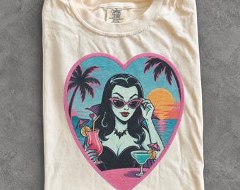 Summerween Vampire T-Shirt, Summer Party Vacation Tee, Girls Trip Tee, Summer Vacation Vampire Shirt, Gothic Summer Shirt, Goth Cruise Tee