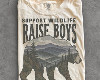 Support Wildlife Raise Boys Shirt, Wildlife Conservation Tee, Nature Lover Gift, Bear T-Shirt, Outdoor Adventure Top, Wildlife Shirt