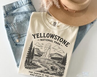 Yellowstone National Park Christian T-Shirt, Psalm 24:1 Hiking Tee, Religious Gift T-Shirt, Outdoor Faith Tee, Nature Lover Adventure Shirt