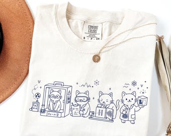 Schrödinger's Cat Minimal Line Art T-Shirt, Quantum Physics Shirt, Science Teacher Tee, Cute Scientist Gift Top, Nerdy Physics Geek T-Shirt