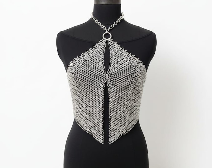 Medieval Aluminum Chainmail Top Womans – Medieval Armor Bra, Cosplay Costume Aluminium Rings