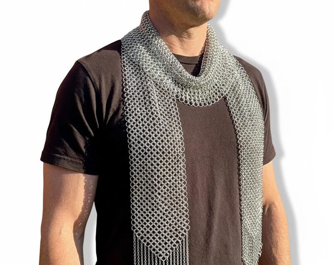 Medieval Aluminium Chainmail Scarf Handmade European Weave Gothic LARP Jewelry