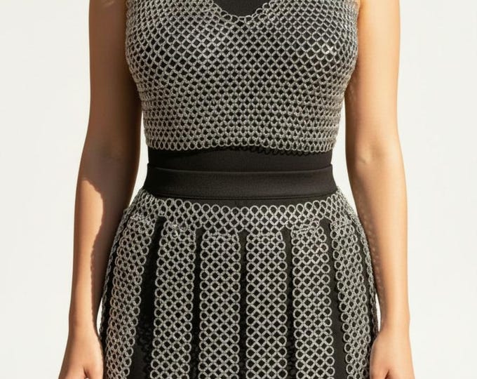 Medieval Aluminium Chainmail Dress for Women | Gothic LARP Fantasy Armor Outfit | Viking Cosplay Wear