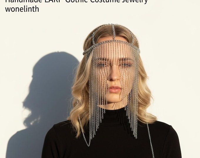 Medieval Aluminium Chainmail Face Veil Headpiece Handmade LARP Gothic Costume Jewelry