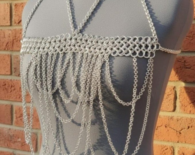 Aluminium Chainmail Bralette Top | Gothic Rave Festival Bra | Sexy Body Chain Armor | Larp Costume