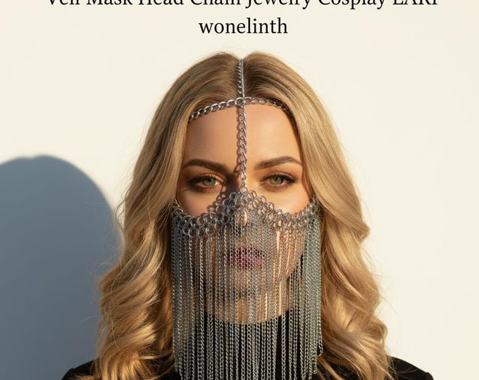 Silver Aluminum Chainmail Face Veil - Medieval Cosplay Jewelry