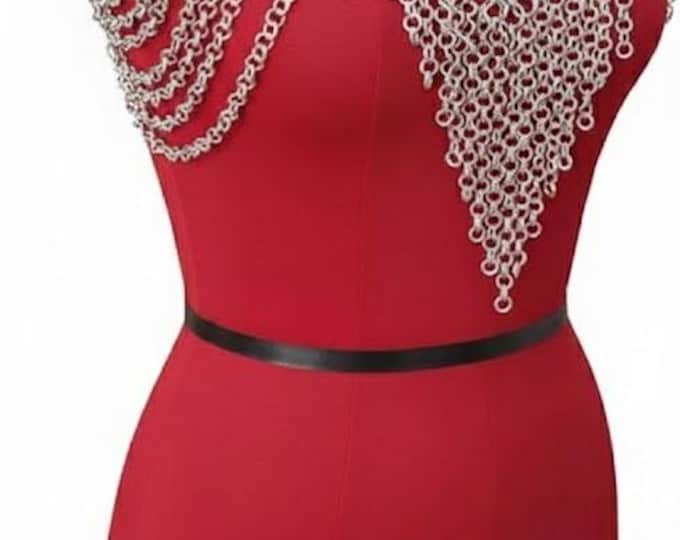 Aluminum Chainmail Shoulder Cape for Women Medieval Festival Armor Top Gothic Cosplay Rave Accessory