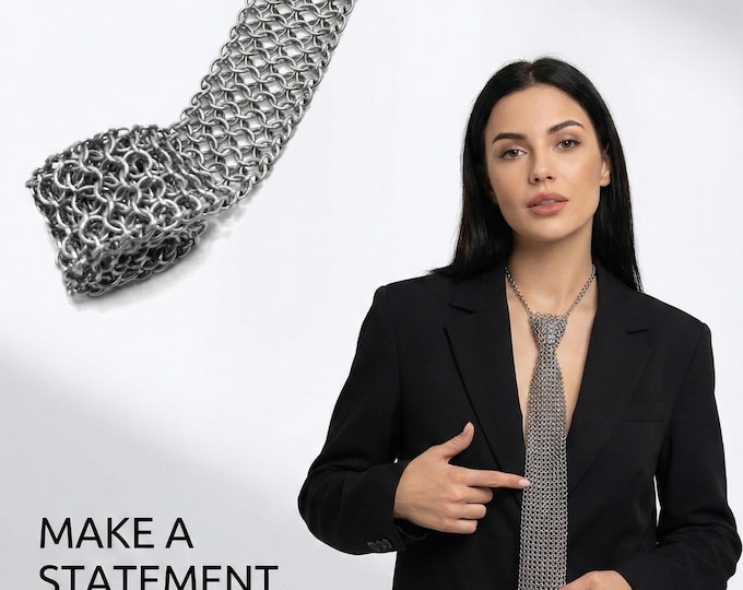 Stainless Steel Chainmail Tie - Steampunk Neckwear, Gothic Formal Suit Accessory, Metal Cravat, Groom Gift
