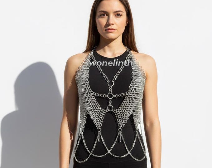 Medieval Lightweight Aluminum Chainmail Bra Top Fantasy LARP Cosplay Festival Armor