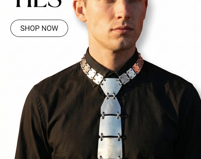 Handmade Steel Armor Necktie - Gothic Cyberpunk Fashion