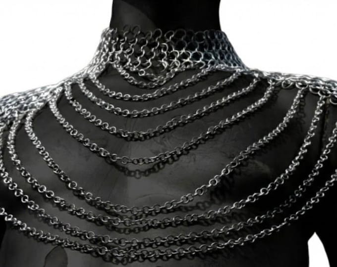 Medieval Aluminum Chainmail Top Women Fantasy Armor LARP Cosplay Costume Silver