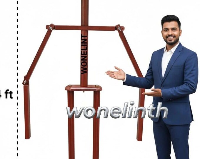 Handcrafted Solid Wood Armor Stand – Medieval Helmet & Chainmail Display