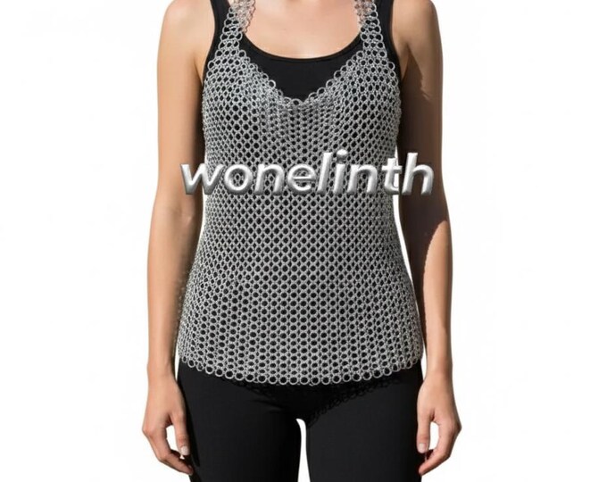 Medieval Fantasy Chainmail Top Aluminum Armor Shirt for LARP, Cosplay Festival Costume