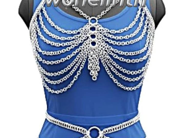 Medieval Aluminum Chainmail Top and Skirt Set Medieval Festival Rave Cosplay Metal Body Jewelry
