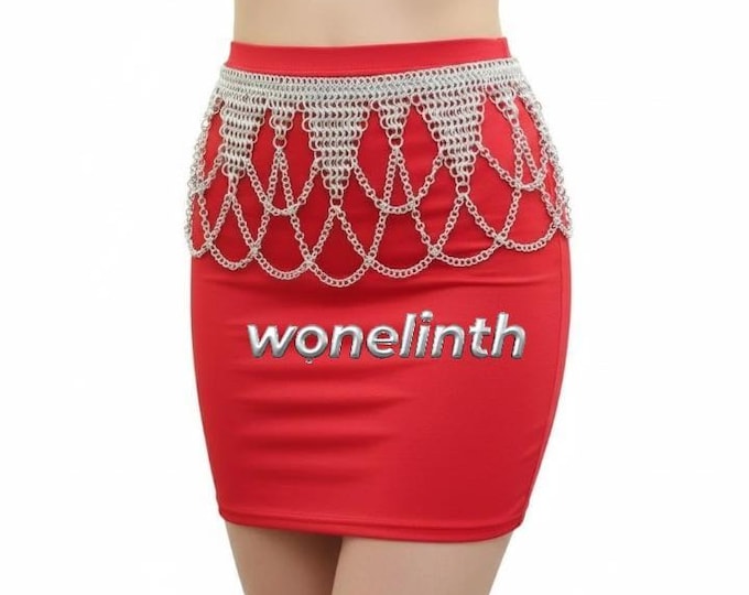 Medieval Aluminum Chainmail Hip Skirt Belt for Women | Festival Rave Waist Jewelry Aluminium Rings