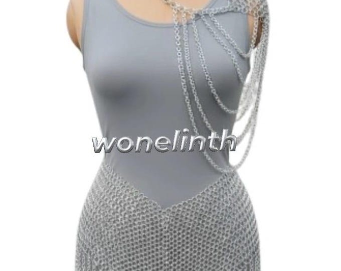 Aluminium Chainmail Women Armor Set | Amazonian Gladiator Larp | Elven Fantasy Cosplay Festival Outfit