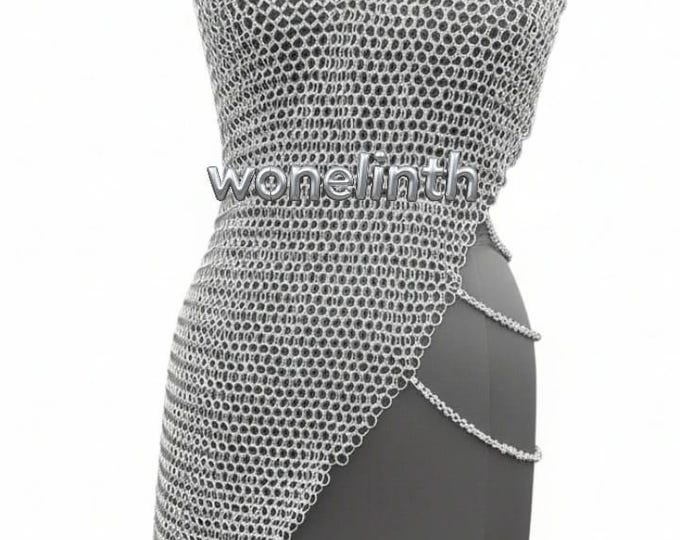 Medieval Aluminum Butted Chainmail Top for Women – 10mm Rings, 16 Gauge, LARP Cosplay Armor