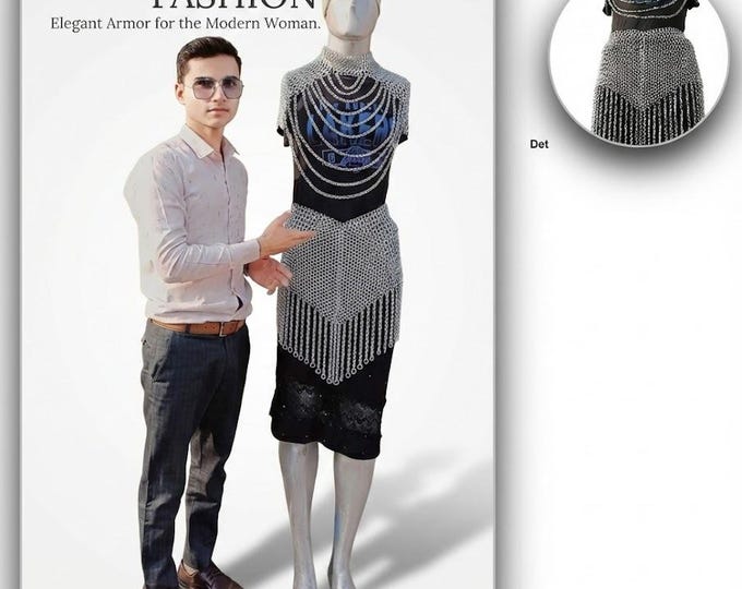 Handcrafted Aluminium Chainmail Armor Set: Medieval Skirt & Necklace