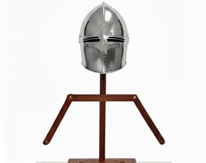 Handcrafted Medieval Armor Stand 2FT Wooden Helmet & Chainmail Display Rack LARP Knight Decor