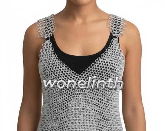 Medieval Fantasy Chainmail Top Lightweight Aluminum Armor Shirt for LARP Cosplay Medieval Costume