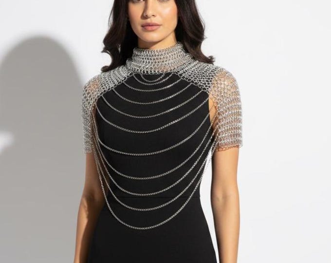 Medieval Handmade Aluminum Chainmail Shoulder Armor Top – Festival Cosplay Jewelry