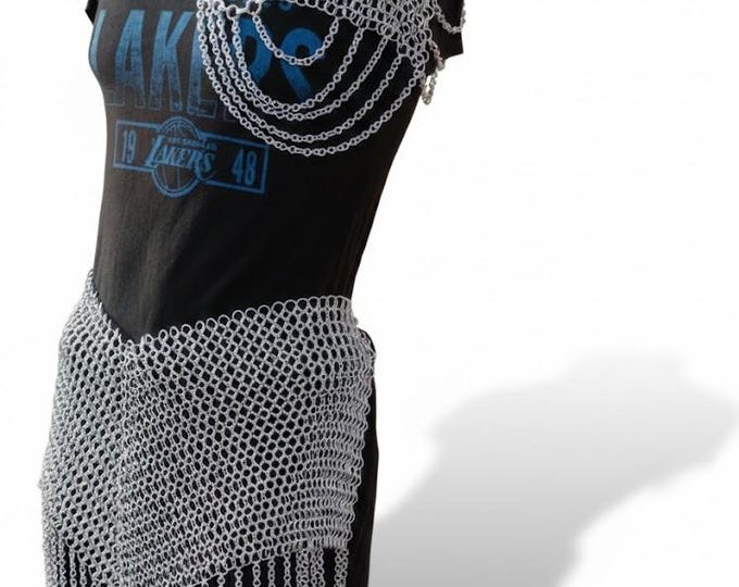 Aluminium Chainmail Women Armor Set | Medieval Viking Larp Dress | Fantasy Cosplay Costume