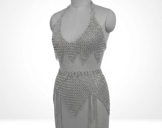 Handmade Aluminum Chainmail Skirt Set – Viking Armor Costume