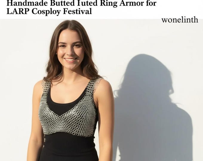 Medieval Aluminum Chainmail Bra Top Handmade Butted Ring Armor for LARP Cosplay Festival