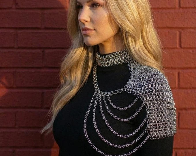 Aluminum Chainmail Shoulder Cape – Gothic LARP Cosplay Jewelry