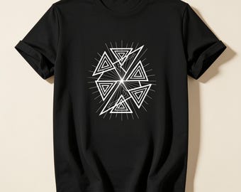 Geometric Triangle Mandala Tee | Abstract Line Art T-Shirt