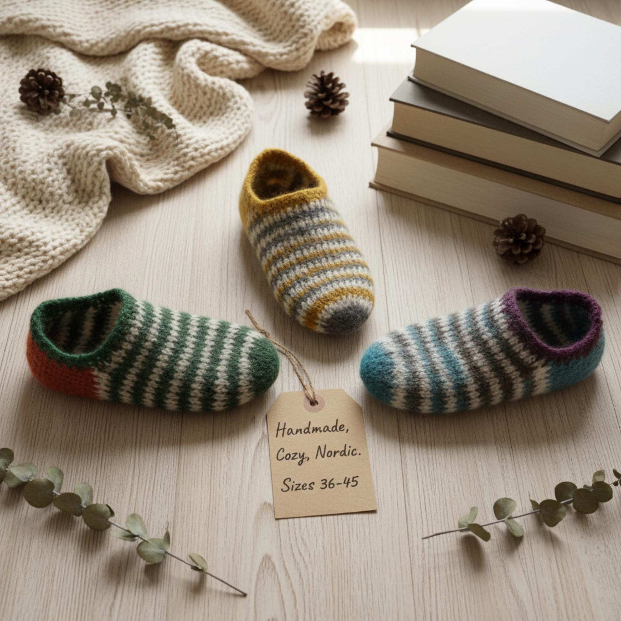 Felted Wool Slippers Jolly Stripes Slippers PDF Pattern | Mens AND ...