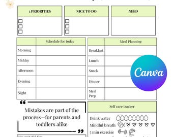 Busy Mom Planner Printable Bundle | Daily Weekly Monthly Yearly Planner | Minimal design | Self Care, Meals & Priorities | Printable PDF