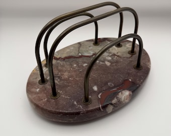 Antique Marble Letter Holder • Art Deco Brass Desk Organizer • Early 20th Century