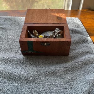 Handmade Treasure chest. Mountain Waterfall Scene, Gemstone Inlay. Filled with real authentic treasure. image 8