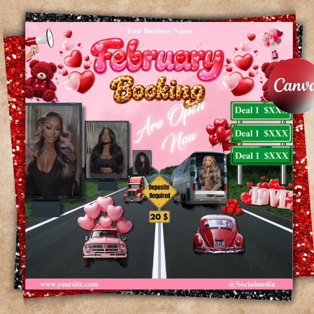 February Booking Flyer Canva Template Editable Appointment Promotion ...