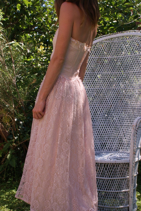 Soft pastel pink, lace ,1970s, bustier,fairy ,dres