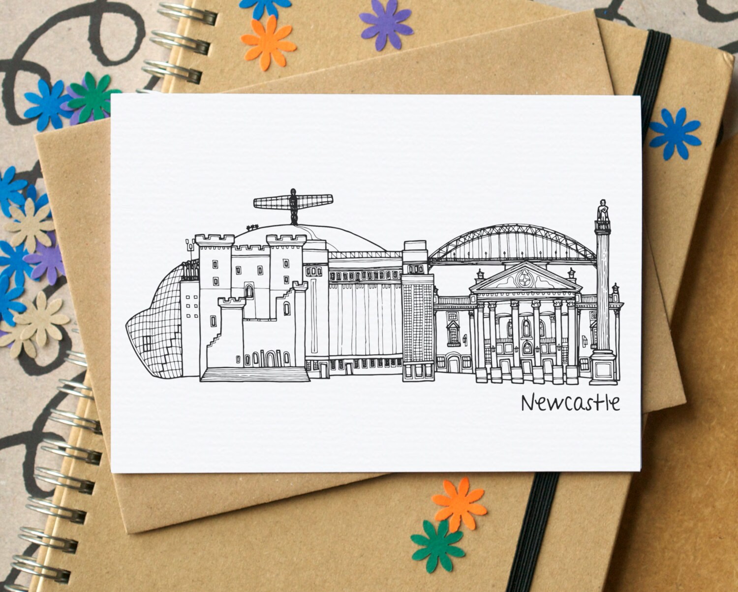 Newcastle Skyline Greetings Card Etsy