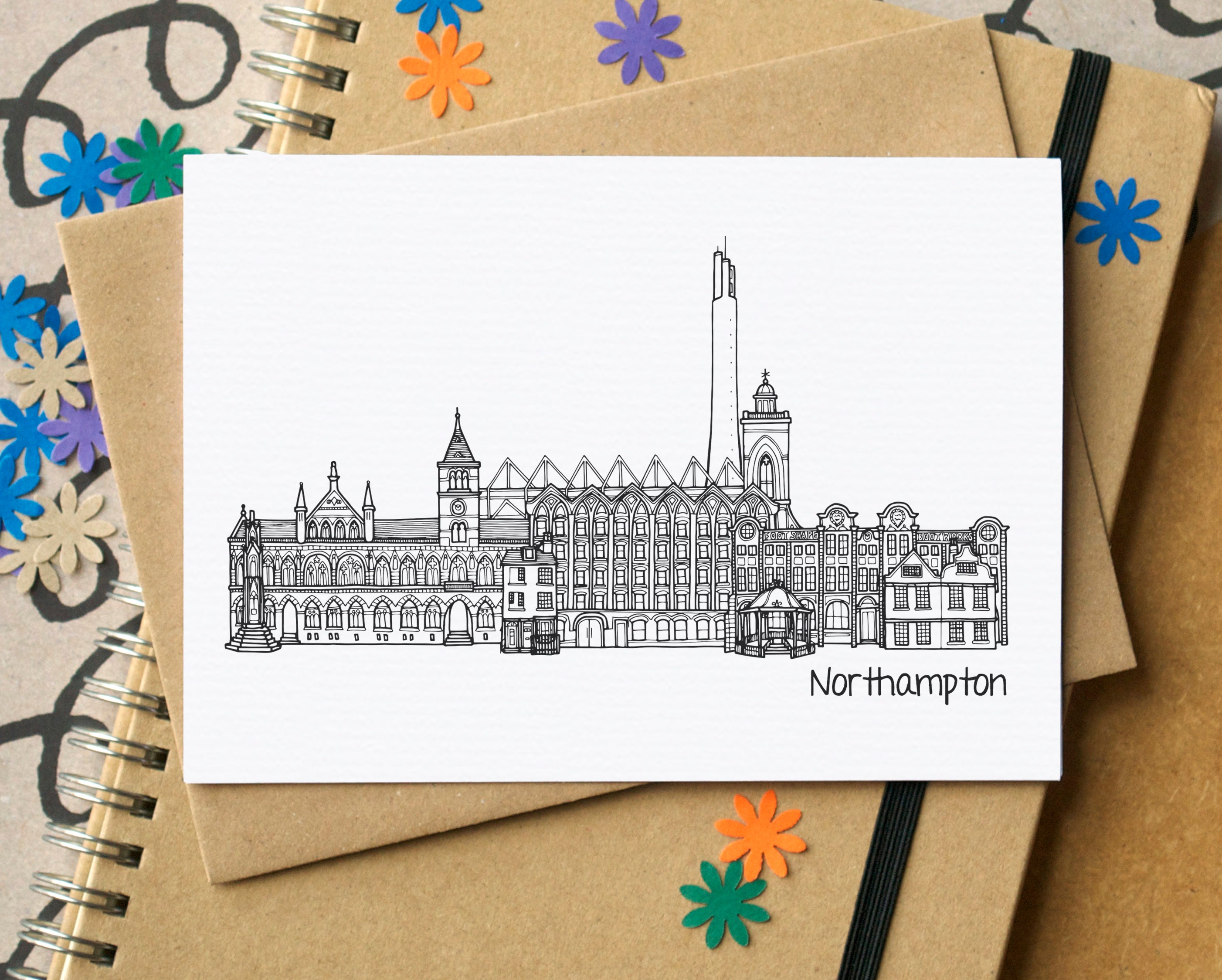 Northampton Skyline Greetings Card image