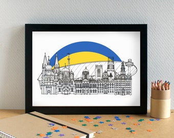 Eurovision 2023 Kyiv-Liverpool Skyline Print