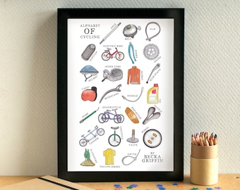 Cycling Bike Alphabet Art Print