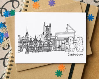 Canterbury Skyline Greetings Card