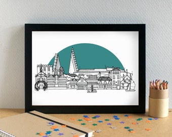 Poole Landmarks Skyline Art Print