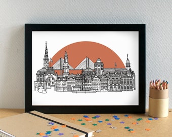 Copenhagen Skyline Travel Art Print