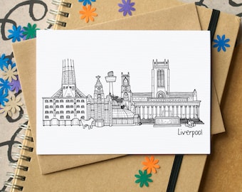 Liverpool Skyline Greetings Card